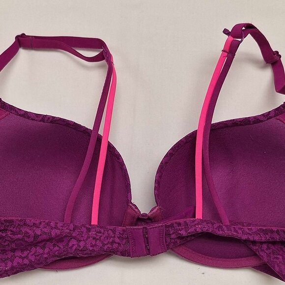 No Boundaries Purple Lace Bra 32D Underwire Padded Sexy Lingerie Adjustable Stra - Picture 3 of 4